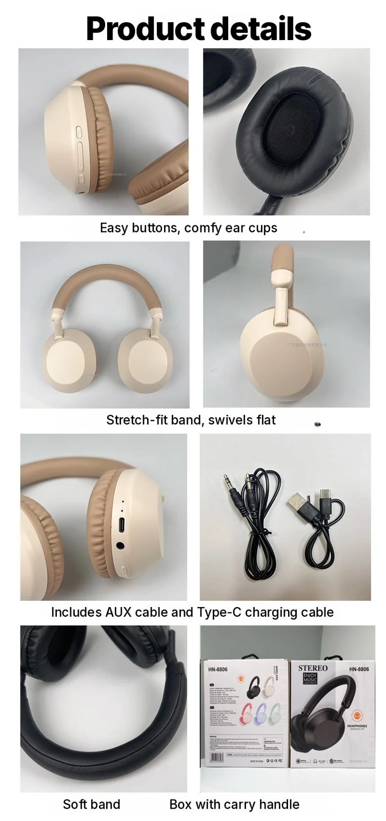 Wireless Bluetooth Over-Ear Headphones with Deep Bass and Mic