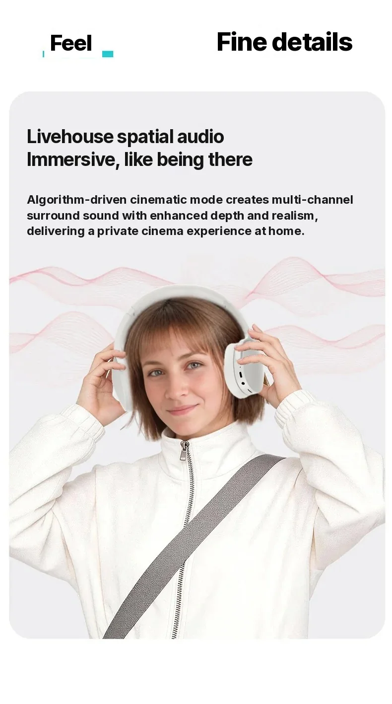 Fon Kepala Bluetooth Over-Ear dengan FM, Kad TF, Mod EQ & Mikrofon