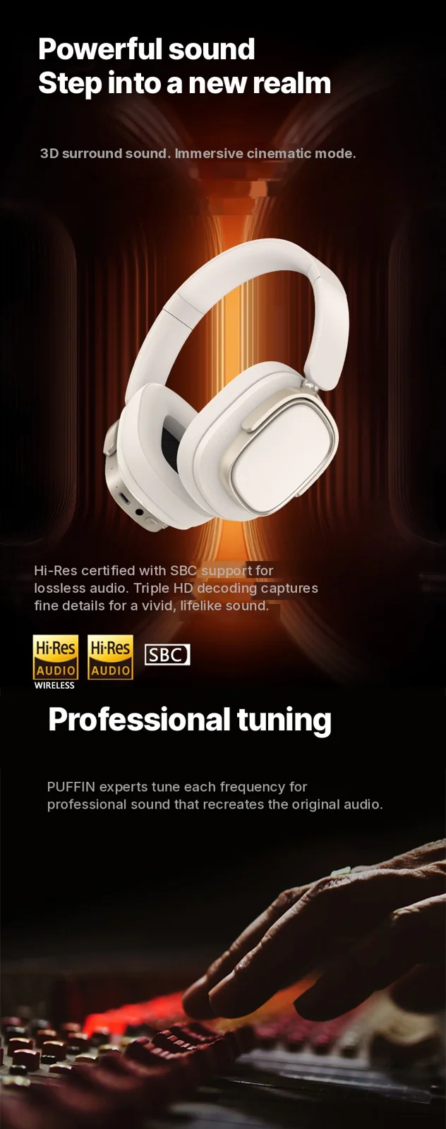 Over-Ear Wireless Headphones with Active Noise Cancelling and 35H Battery