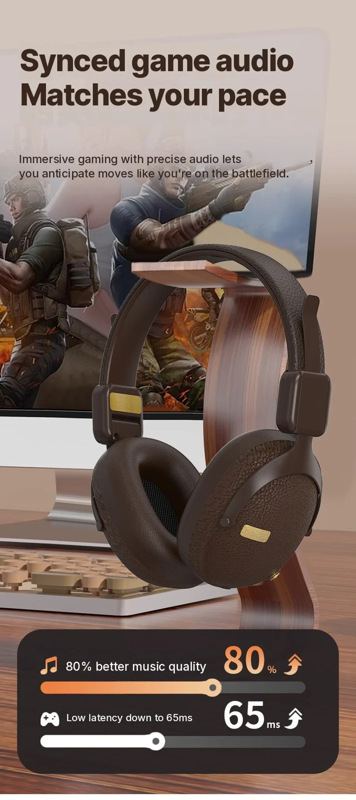 Fon Telinga Over-Ear Tanpa Wayar Retro Dengan Bluetooth 5.4 dan Hayat Bateri Panjang