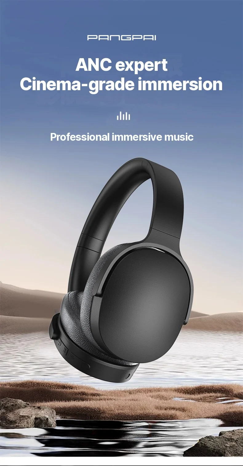 Active Noise Cancelling Wireless Bluetooth Headphones Over-Ear Long Battery Life