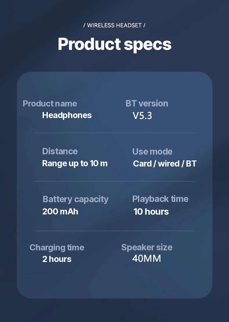 Over-Ear Bluetooth Headphones with FM Radio and TF Card Slot