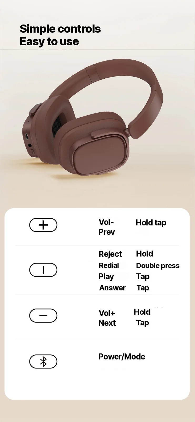 Fones de Ouvido Bluetooth Retro Circum-auriculares com Cancelamento Ativo de Ruído