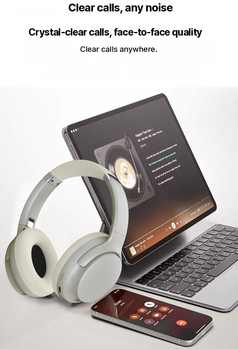 Casque Bluetooth sans fil supra-auriculaire avec micro et modes EQ multiples