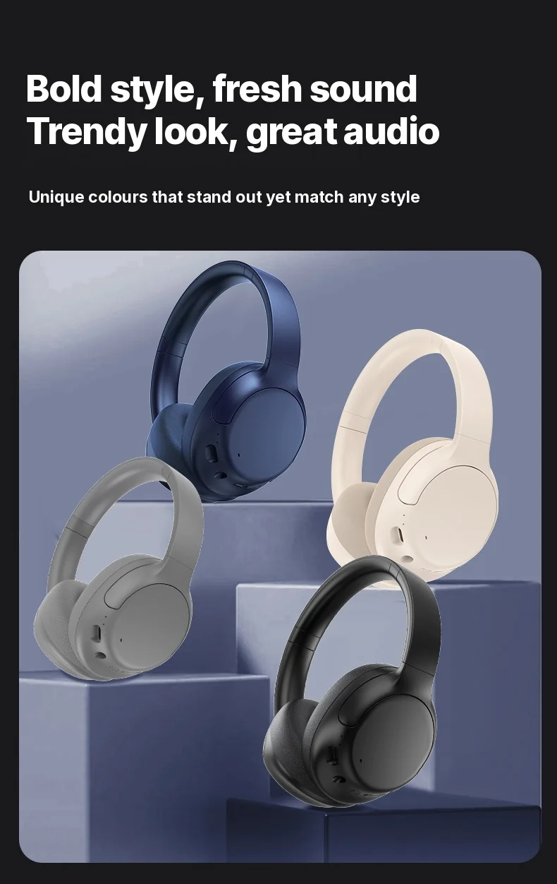 Active Noise Cancelling Wireless Bluetooth Headphones Over Ear Long Battery Life
