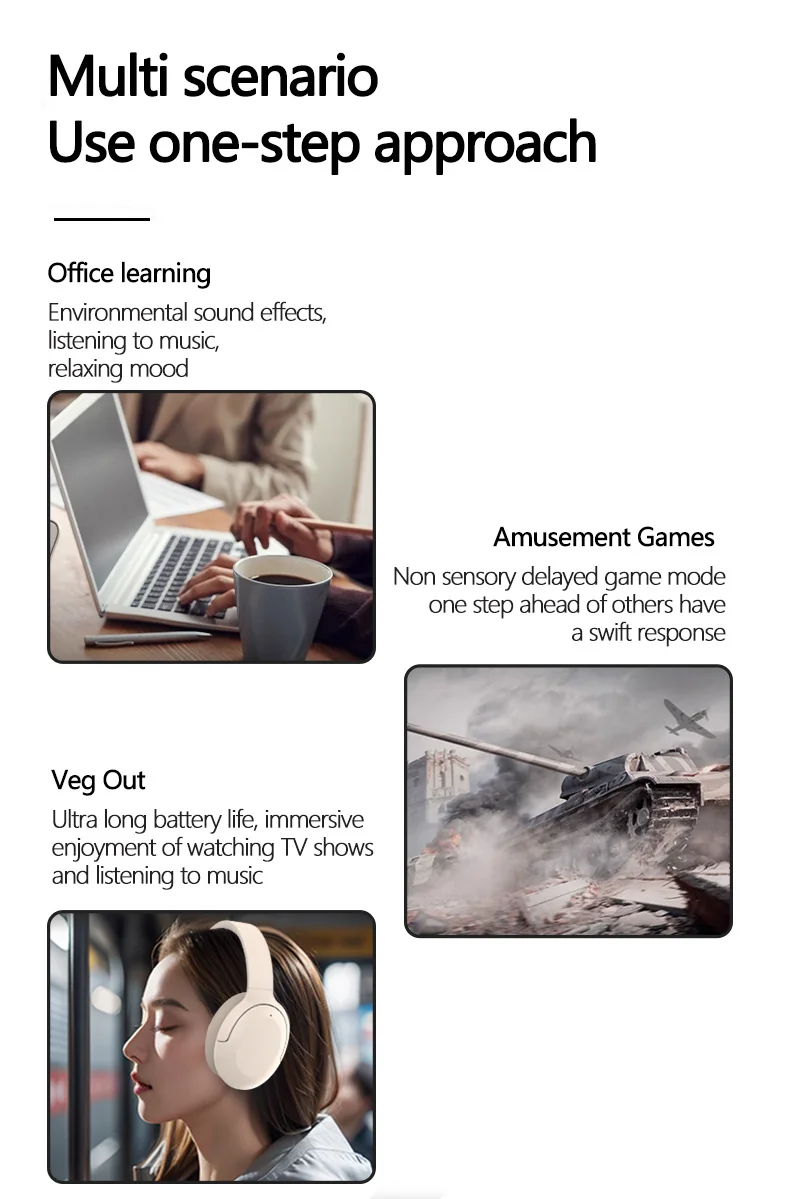 Fones de Ouvido Bluetooth com Cancelamento Ativo de Ruído Over-Ear Sem Fio 5.4