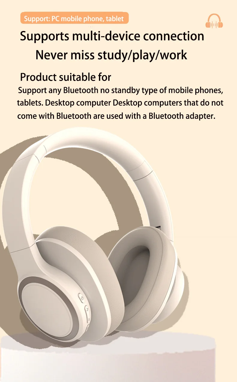Over-Ear Bluetooth Headphones with Active Noise Cancelling and Mic