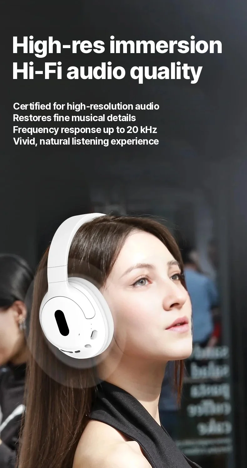 Cuffie Bluetooth Over-Ear Wireless con Microfono, Design Leggero