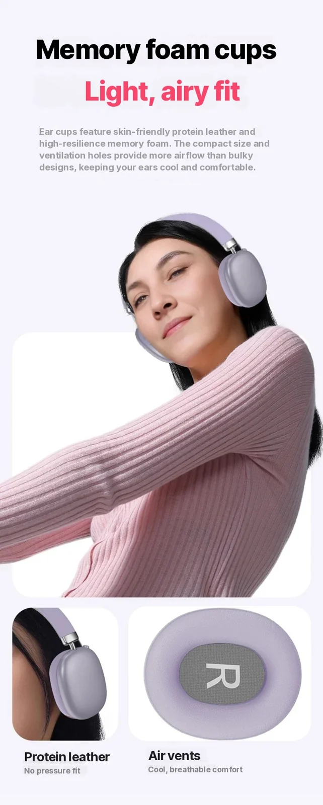 Bezdrátová sluchátka přes uši Bluetooth 5.4 dlouhá výdrž skládací