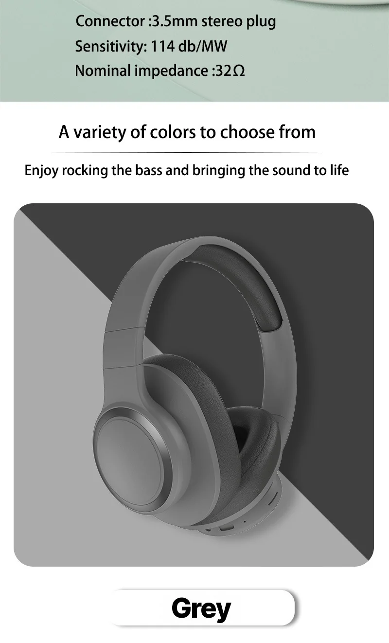 Wireless Bluetooth Over-Ear Headphones with FM Radio and TF Card Slot