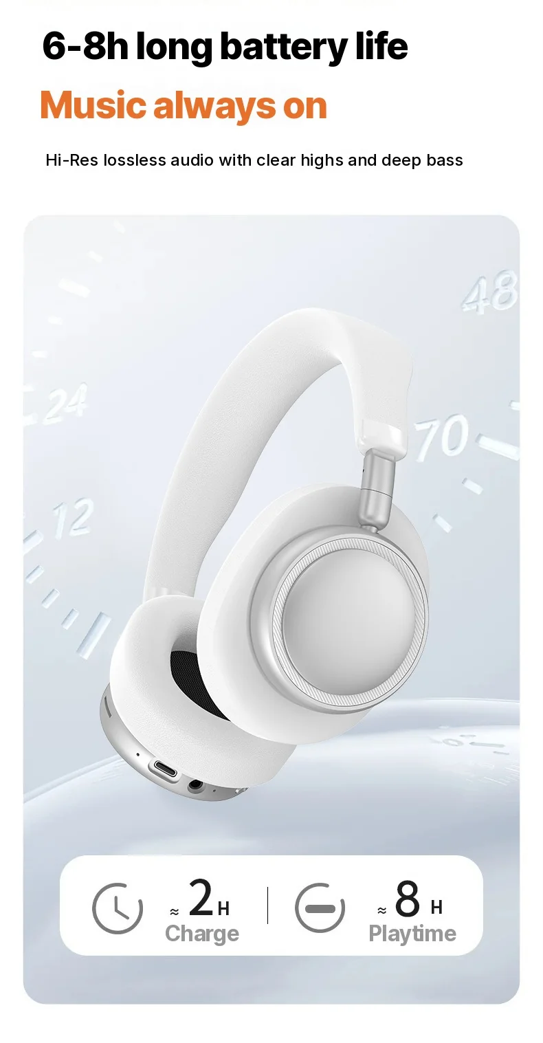 Bezdrôtové Bluetooth slúchadlá s hlbokými basmi a nabíjaním Type-C