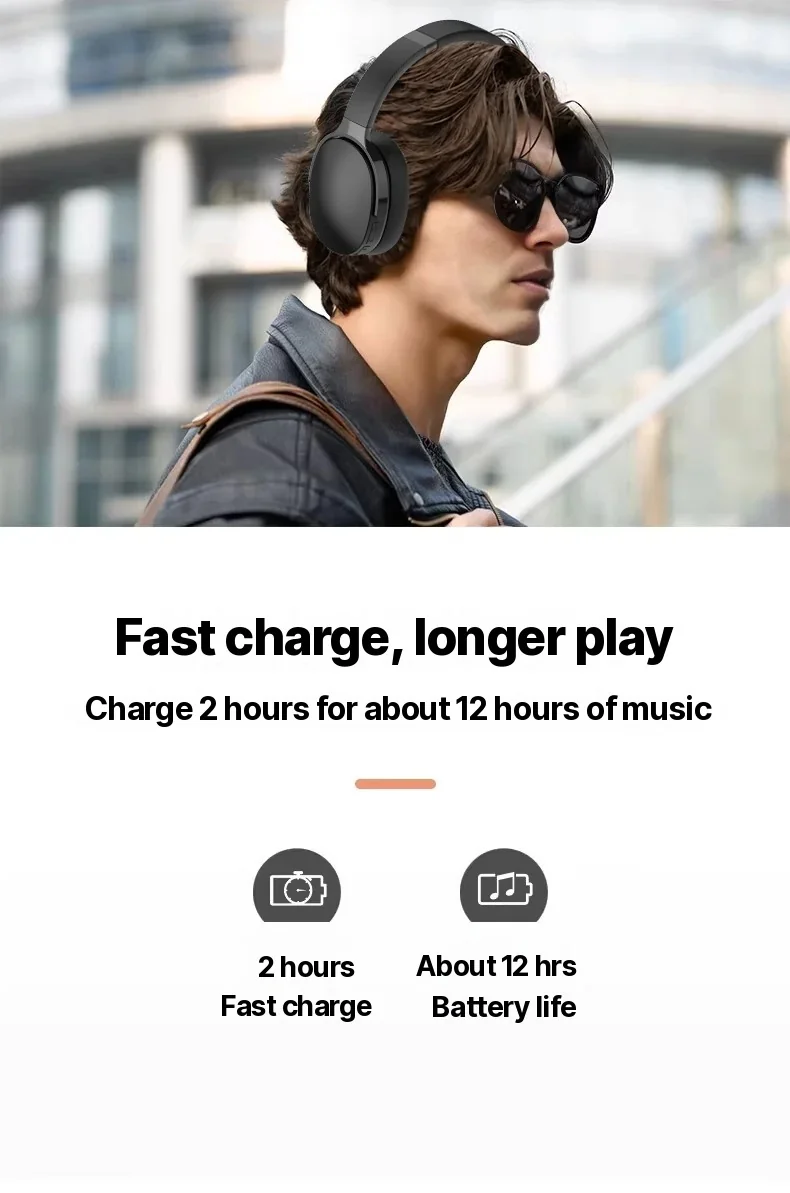 Fones de Ouvido Bluetooth Sem Fio Over-Ear com Três Modos EQ e Microfone