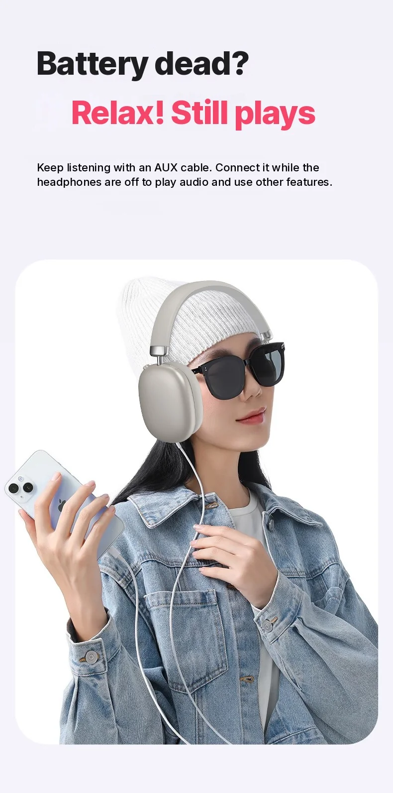 Bezdrátová sluchátka přes uši Bluetooth 5.4 dlouhá výdrž skládací