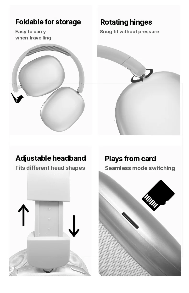 Wireless Bluetooth Over-Ear Headphones with Long Battery Life