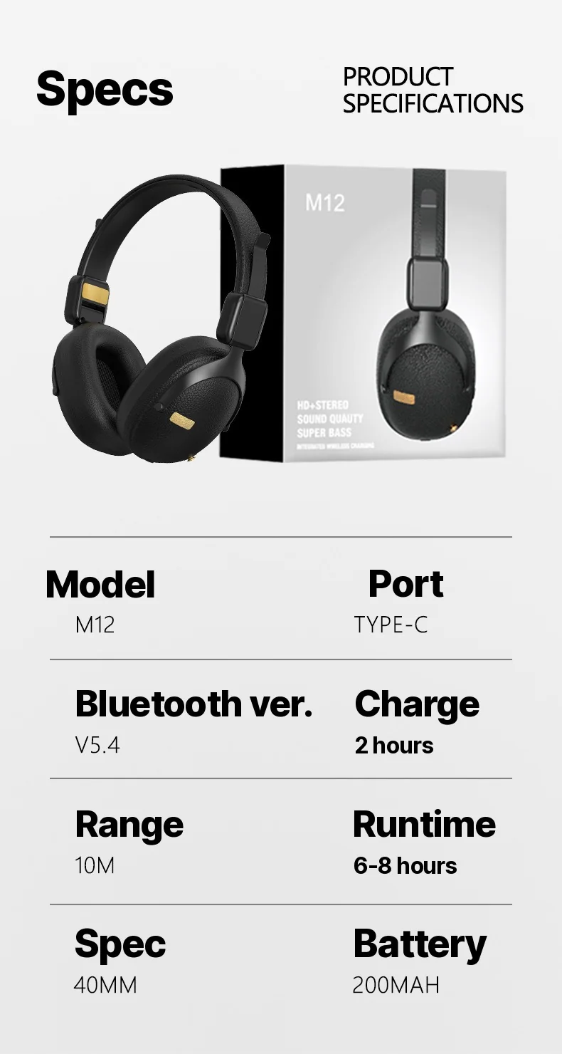 Fon Telinga Over-Ear Tanpa Wayar Retro Dengan Bluetooth 5.4 dan Hayat Bateri Panjang