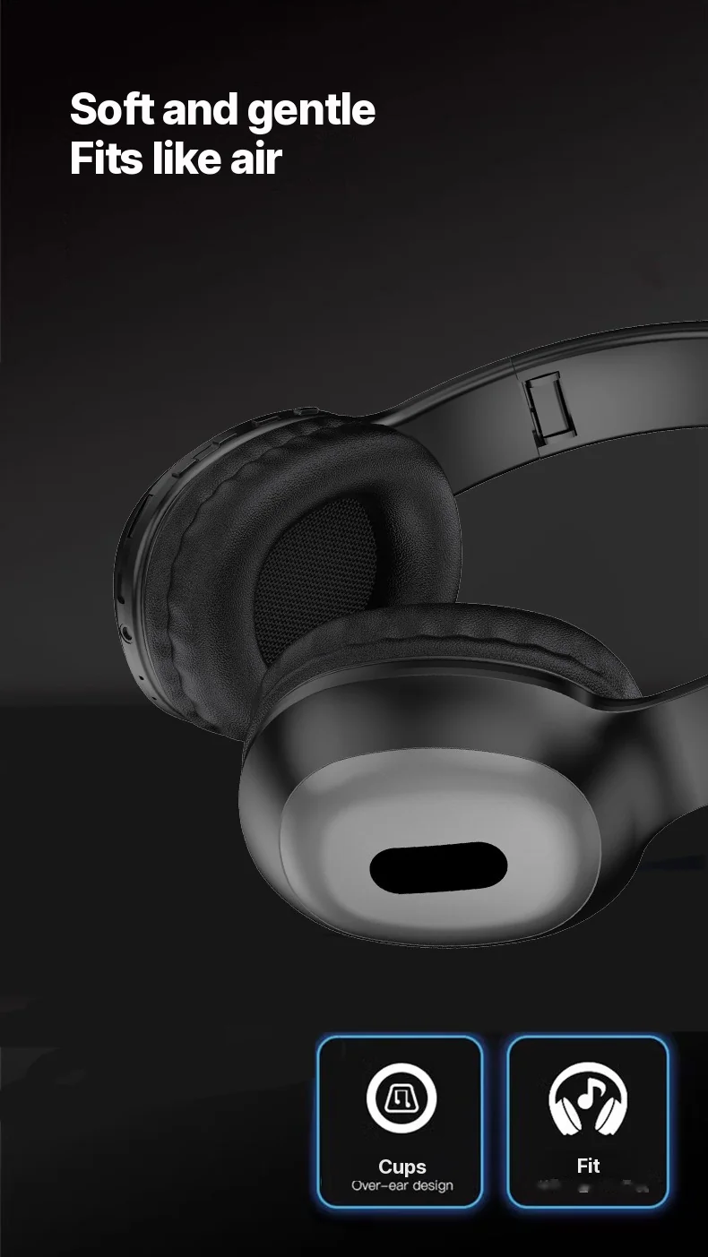 Over-Ear Bluetooth Headphones with TF Card Slot and AUX Input