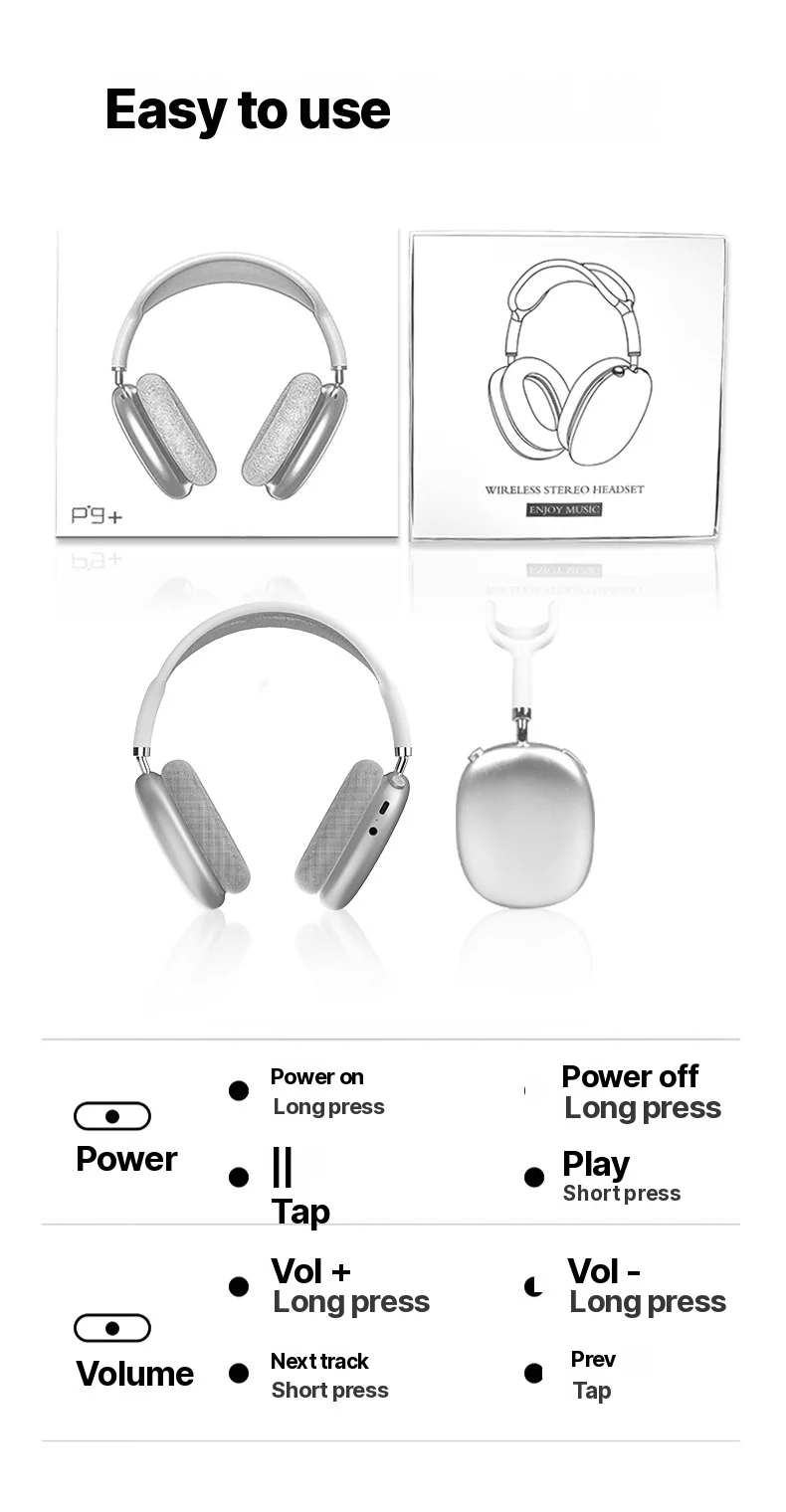 Wireless Bluetooth Headphones with FM Radio and TF Card Slot