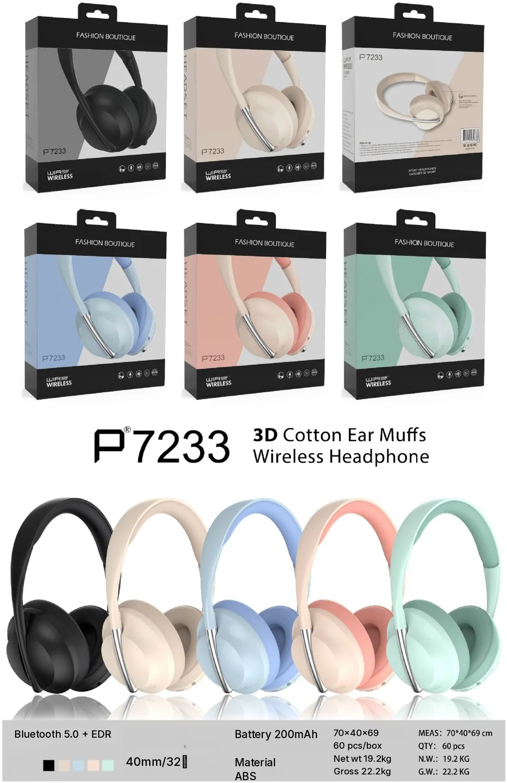 Over-Ear Wireless Headphones with FM Radio and TF Card Slot