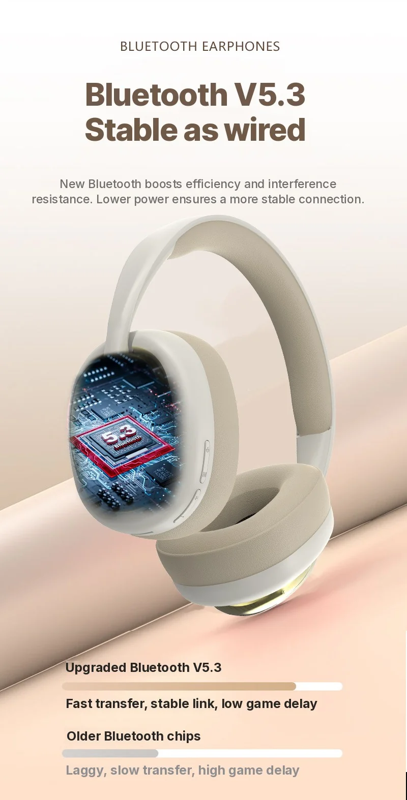 Trådlösa Bluetooth-hörlurar med FM-radio och stereoljud