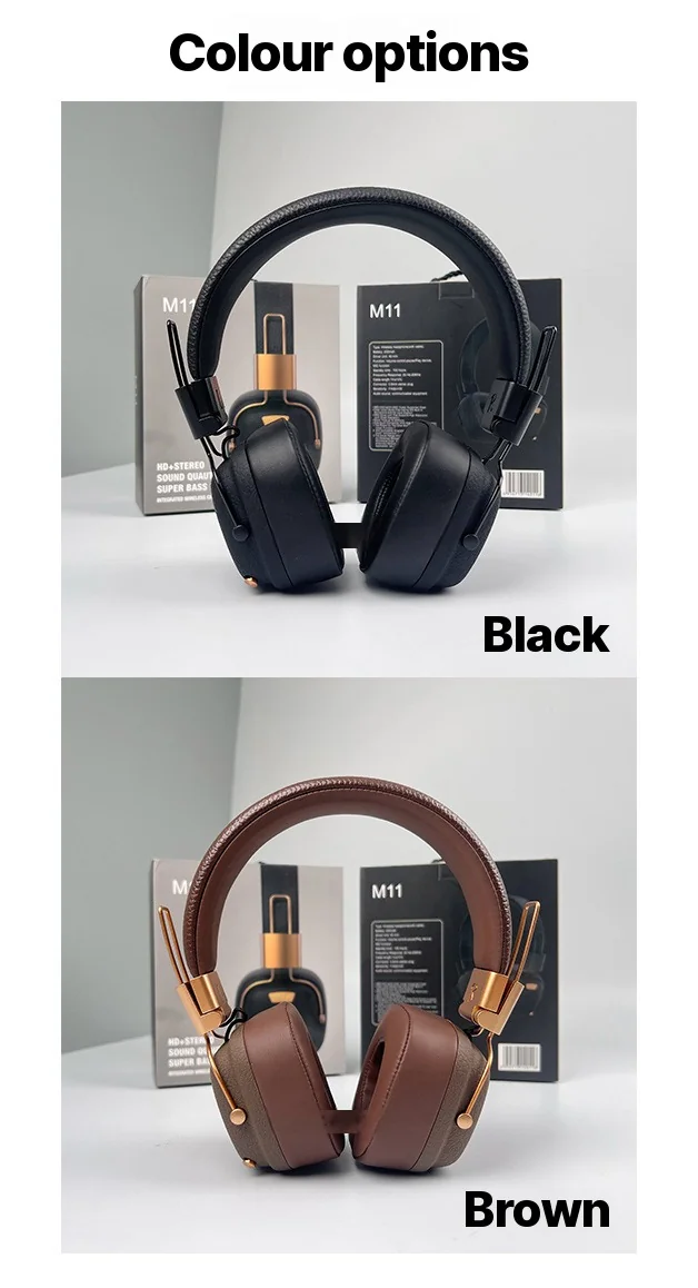 Retro trådløse Bluetooth-hodetelefoner over øret med EQ-lydmoduser
