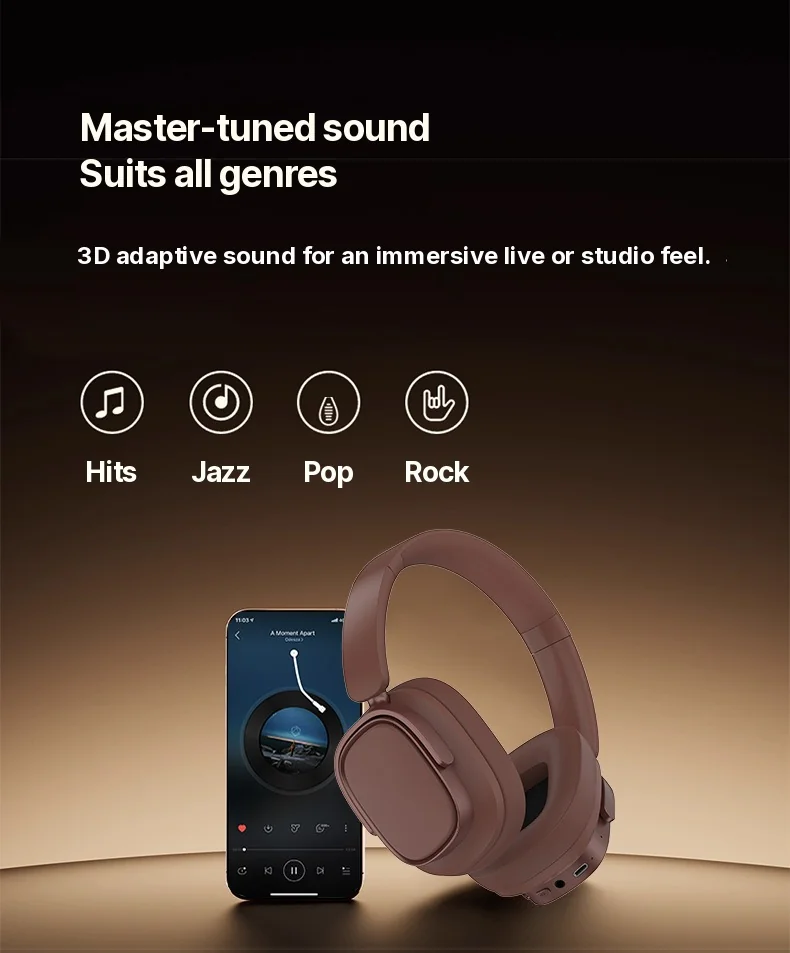 Retro Over-Ear Bluetooth Headphones with Active Noise Cancelling
