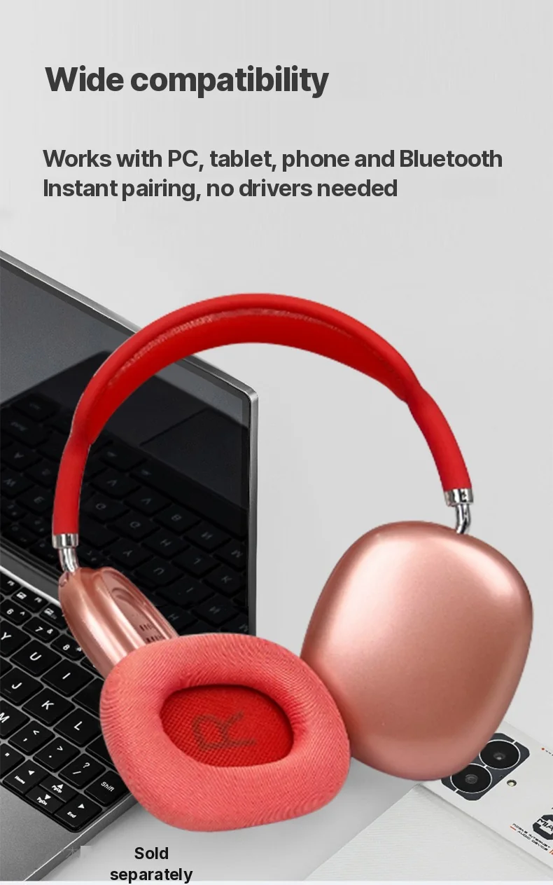 Cuffie Wireless Over-Ear con Padiglioni Magnetici e Archetto in Rete