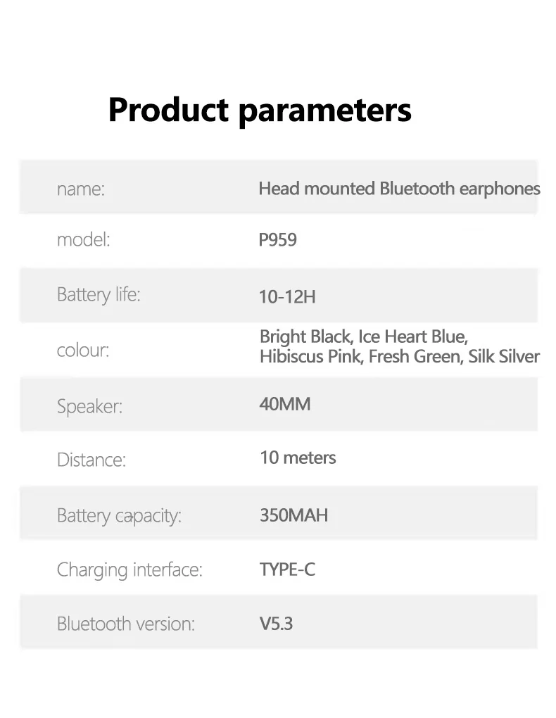 Bezdrátová Bluetooth sluchátka přes uši se slotem na TF kartu a nabíjením Type-C