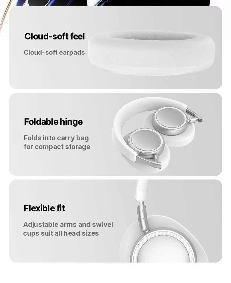 Wireless Over-Ear Headphones with ANC, Foldable Design, 30H Battery