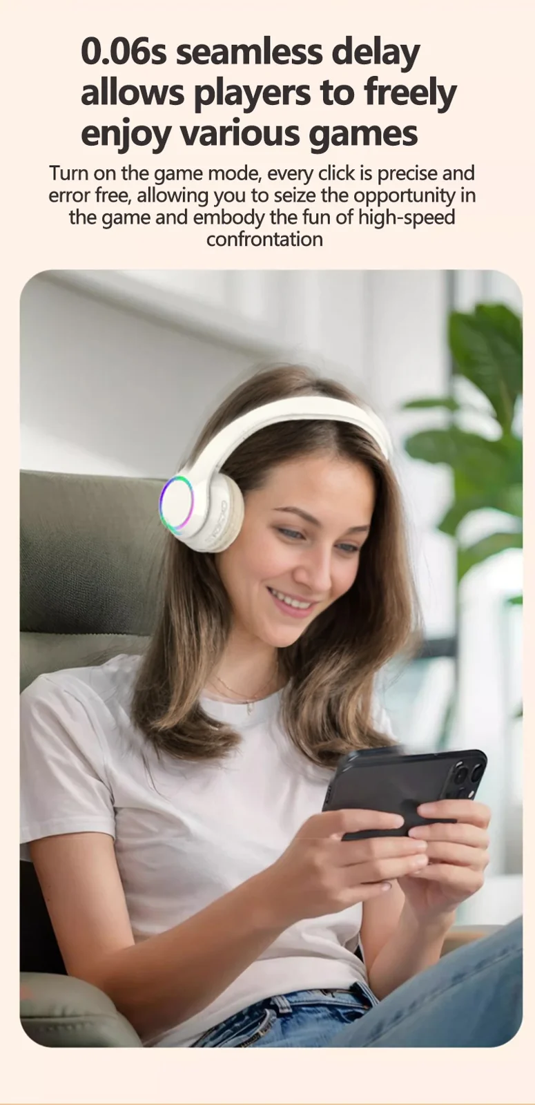 Cuffie Wireless Bluetooth Over-Ear con Luci LED e Microfono