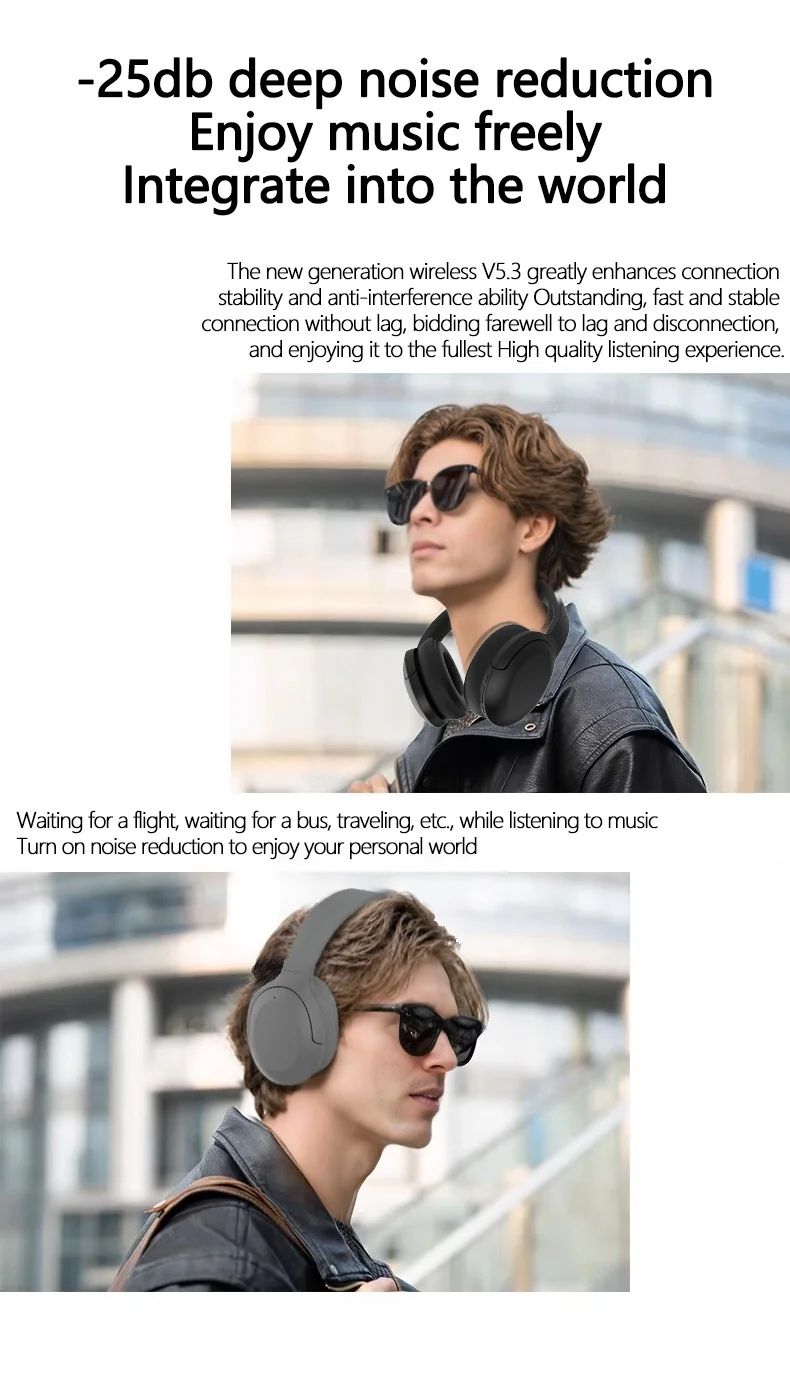Fones de Ouvido Bluetooth com Cancelamento Ativo de Ruído Over-Ear Sem Fio 5.4