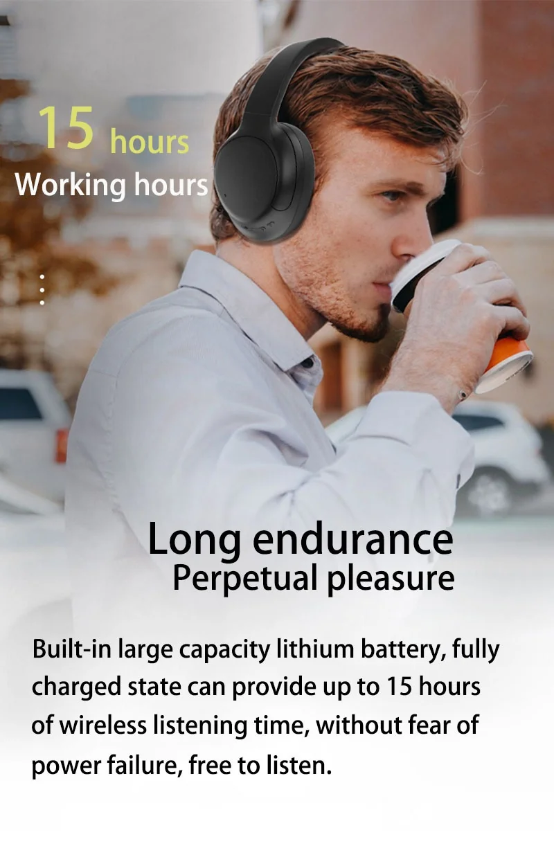 Casque Bluetooth sans fil supra-auriculaire avec réduction active du bruit