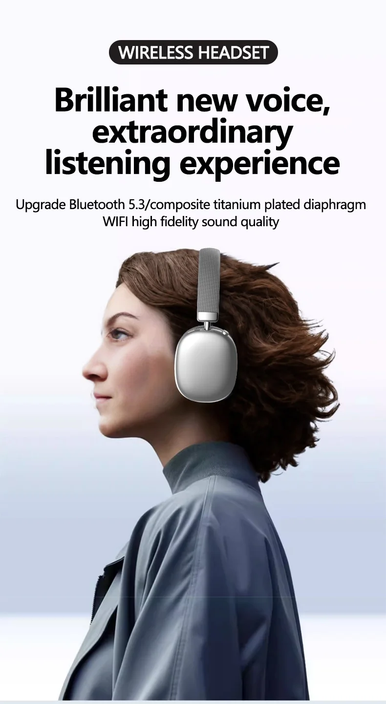 Bezdrátová Bluetooth sluchátka přes uši se slotem na TF kartu a nabíjením Type-C