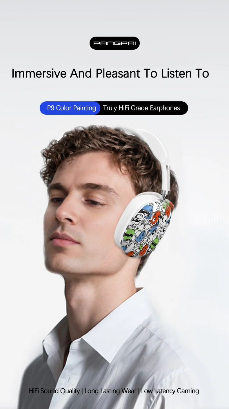 Graffiti Over-Ear Wireless Headphones with TF Card and AUX