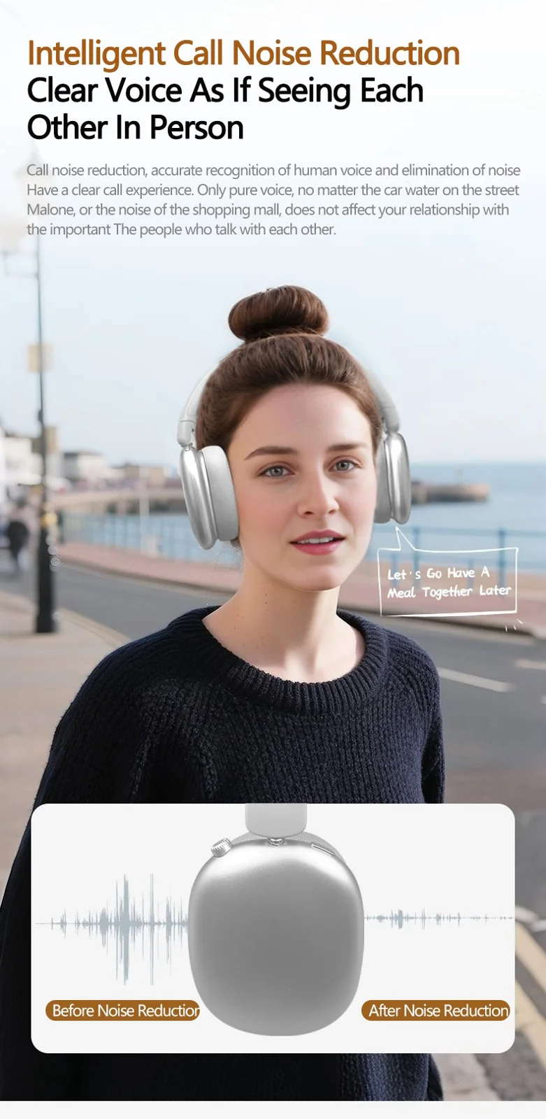 Active Noise Cancelling Wireless Bluetooth Headphones with Mic