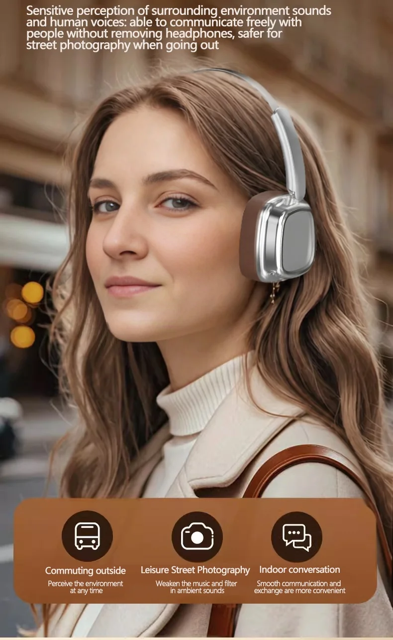 Retro Bluetooth slúchadlá cez uši, bezdrôtové 5.4 stereo hudba a hovory