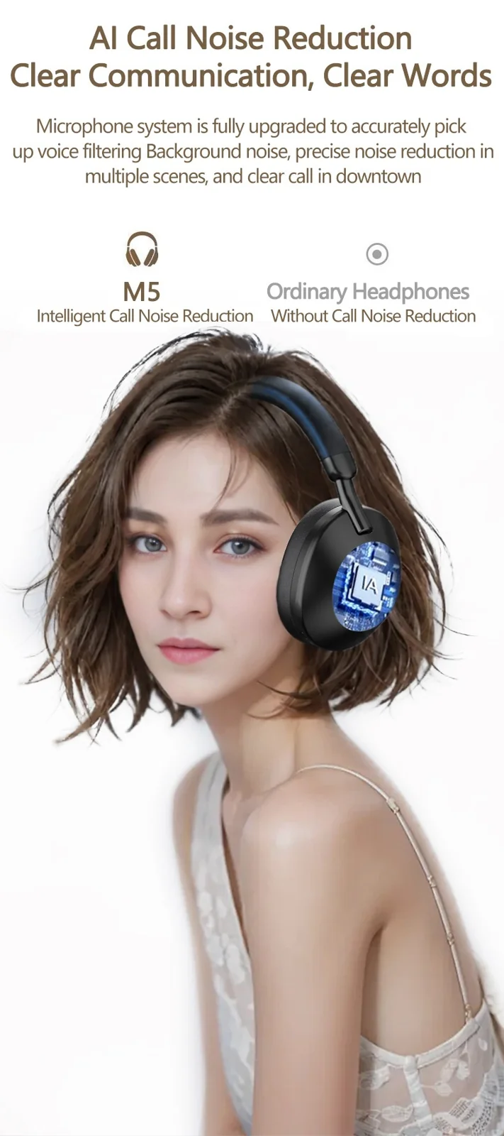 Fones de Ouvido Sem Fio com Cancelamento Ativo de Ruído Bluetooth 5.4 Over-Ear
