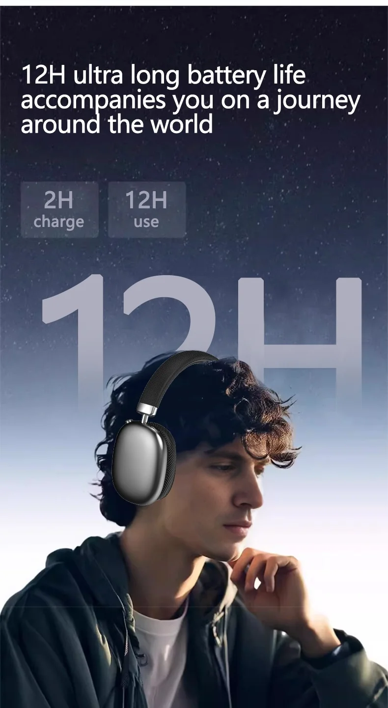 Bezdrátová Bluetooth sluchátka přes uši se slotem na TF kartu a nabíjením Type-C