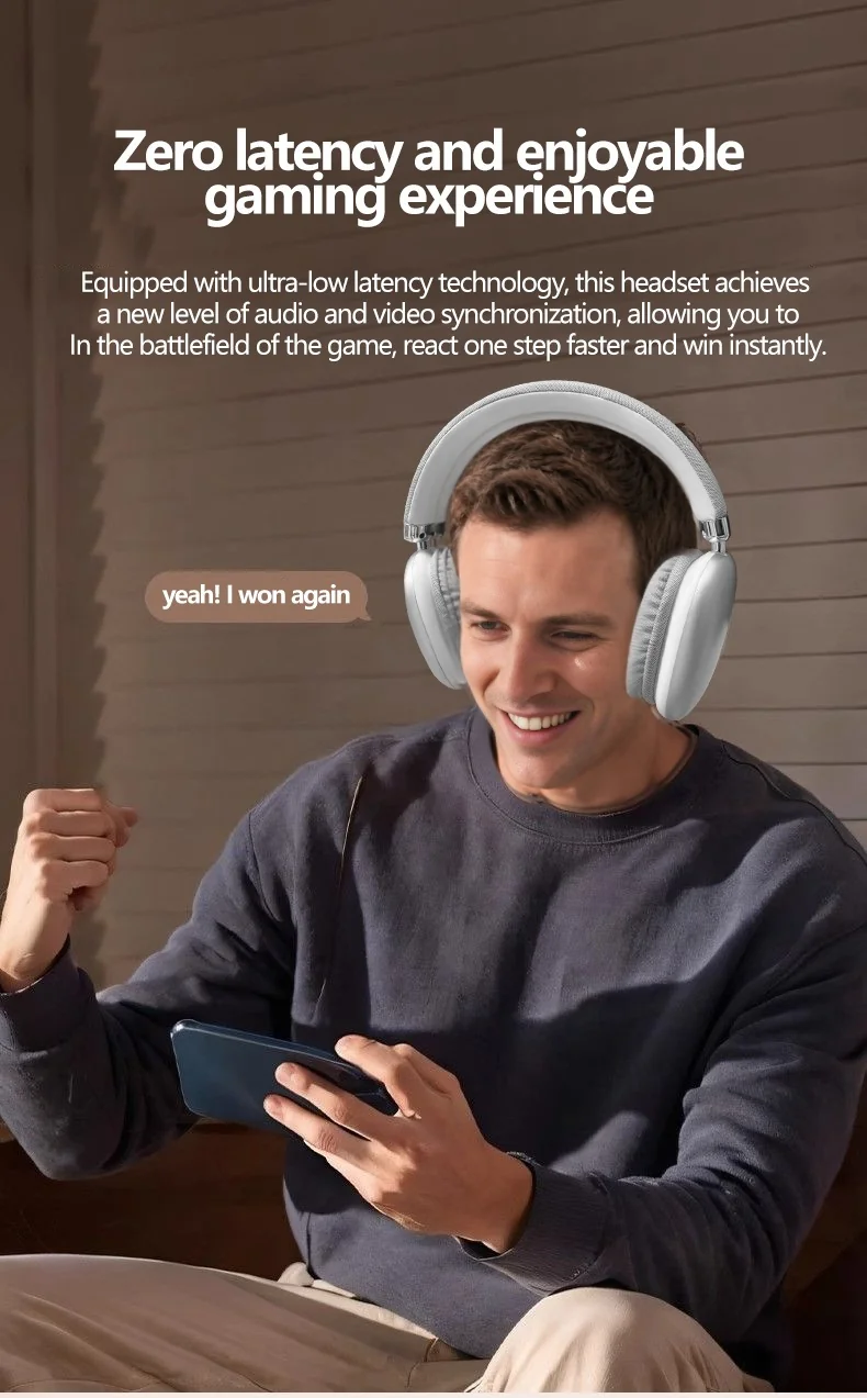Wireless Over-Ear Bluetooth Headphones with Type-C Charging