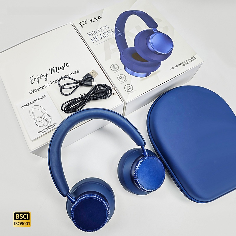 Casque Bluetooth sans fil à réduction active de bruit supra-auriculaire avec étui
