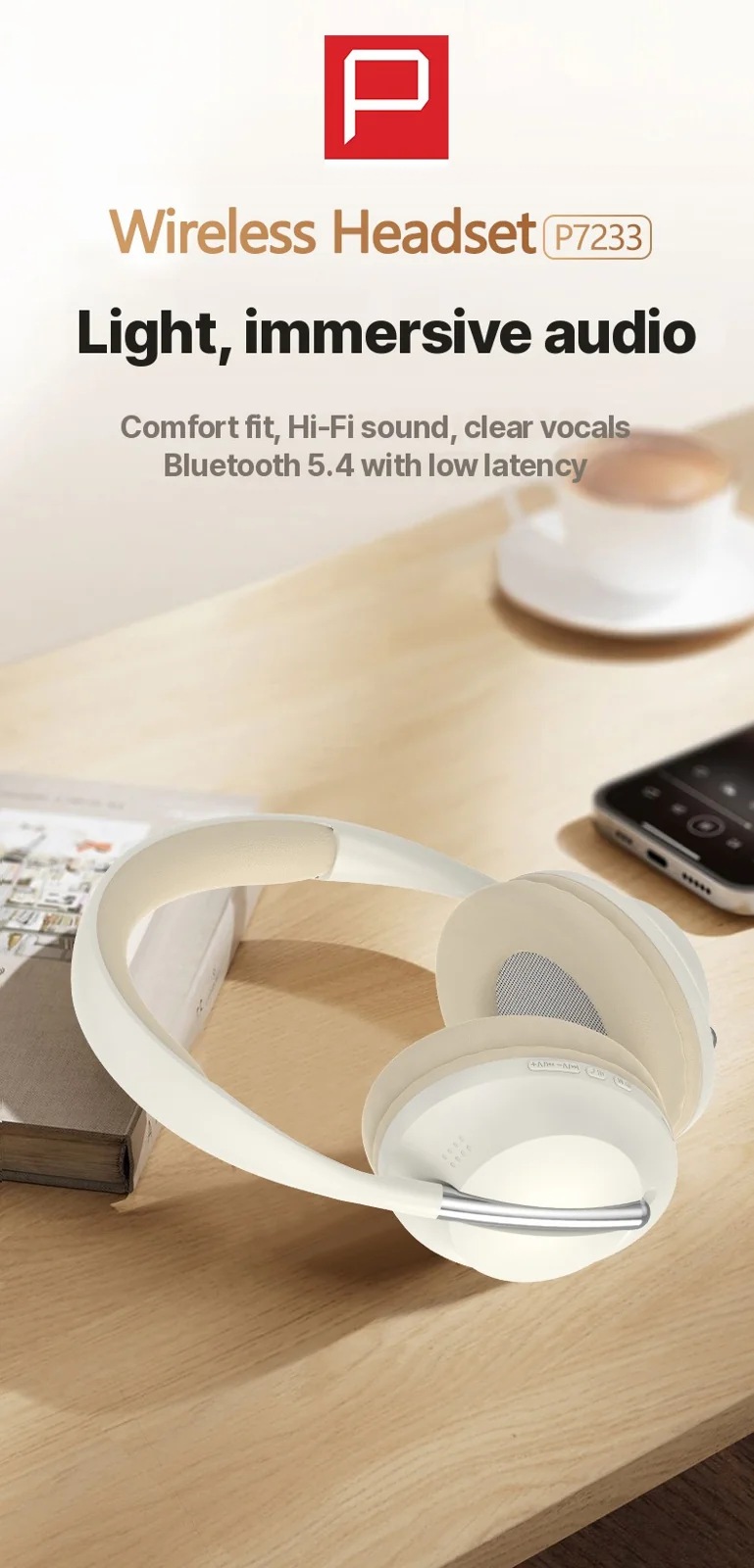 Over-ear draadloze hoofdtelefoon met TF-kaartsleuf en AUX-ingang
