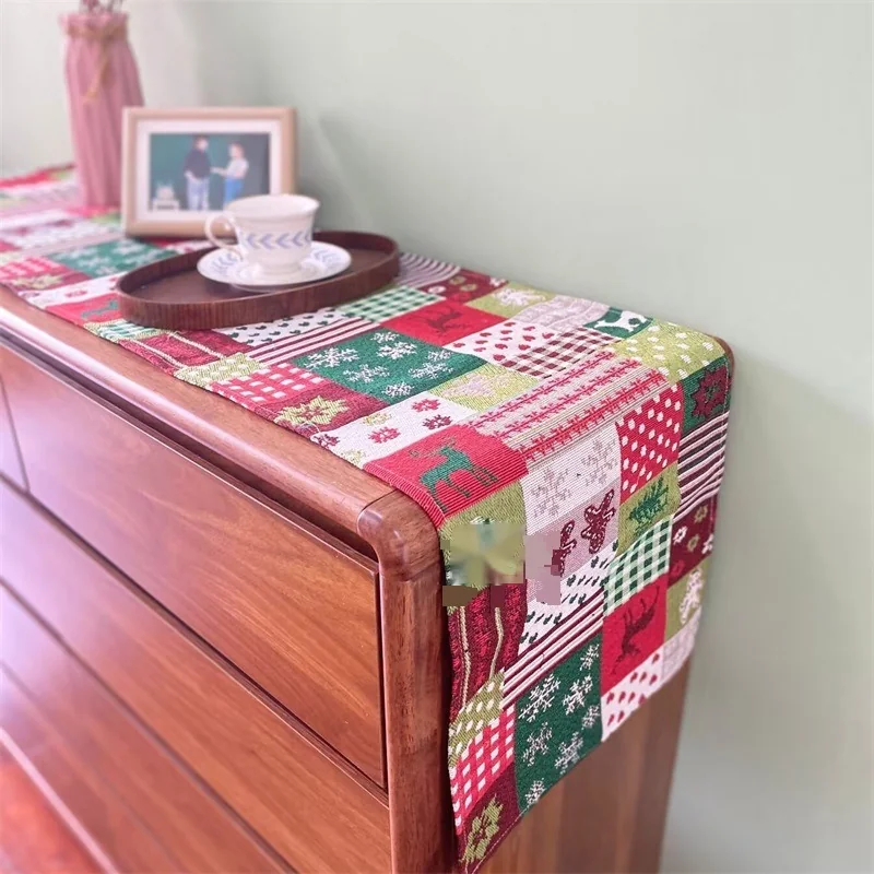 Camino de Mesa Navideño de Algodón y Lino Decoración Festiva para Comedor