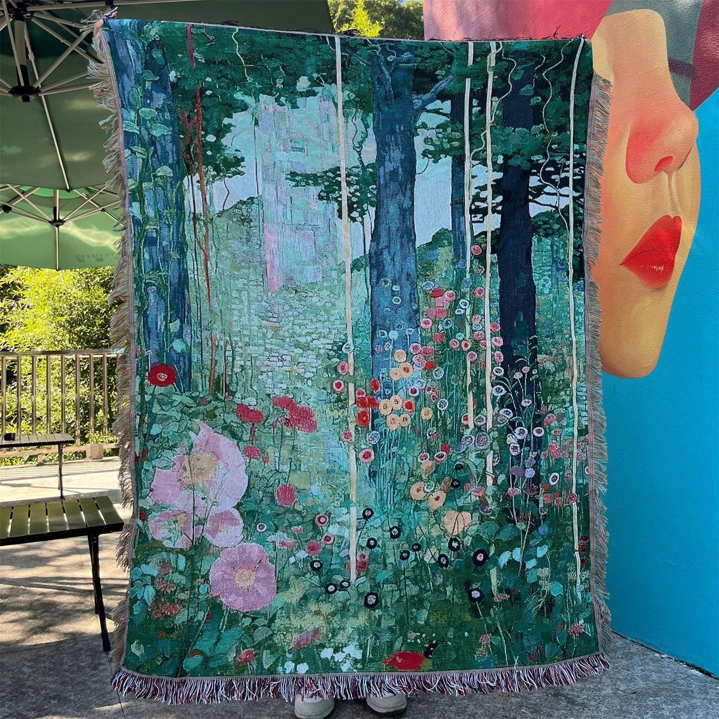 Vintage kunst-teppe i bomullsblanding til sofa