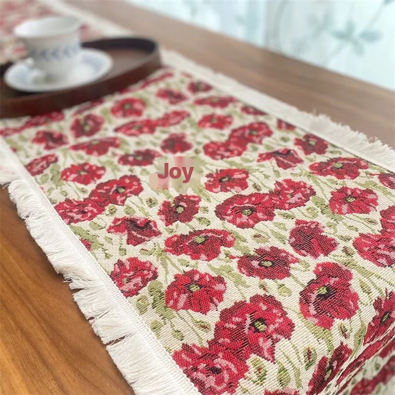 Country Style Bordløper i Bomullsblanding med Blomstermotiv