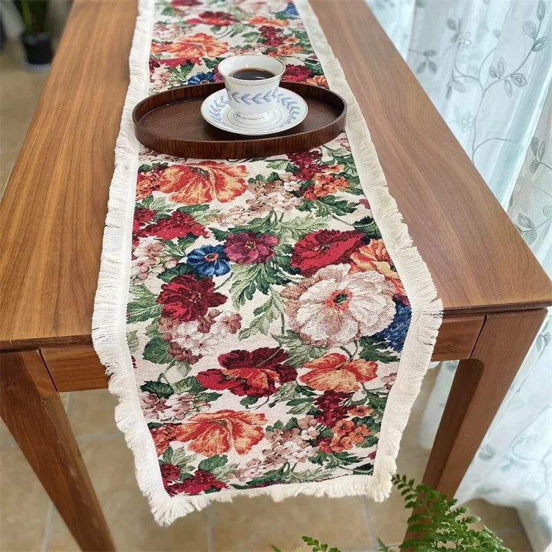 Country Style Bordløper i Bomullsblanding med Blomstermotiv