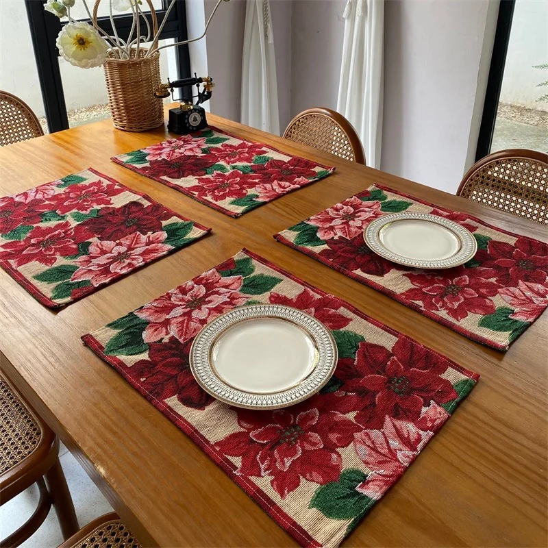 Juleløber med poinsettia i oliemaleri-stil