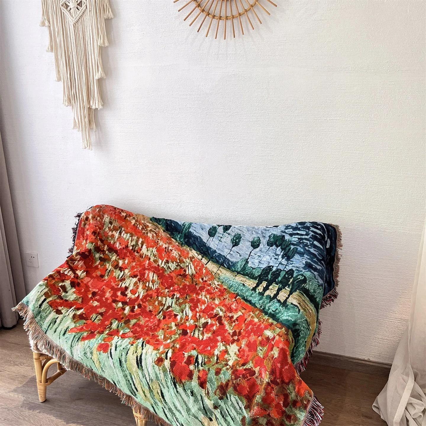 Pătură decorativă tip tapiserie Van Gogh din amestec de bumbac