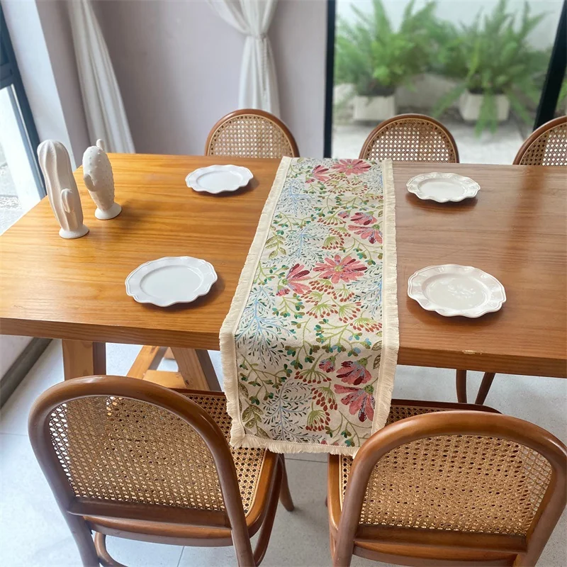 Khăn trải bàn jacquard hoa văn phong cách đồng quê Mỹ cho phòng ăn
