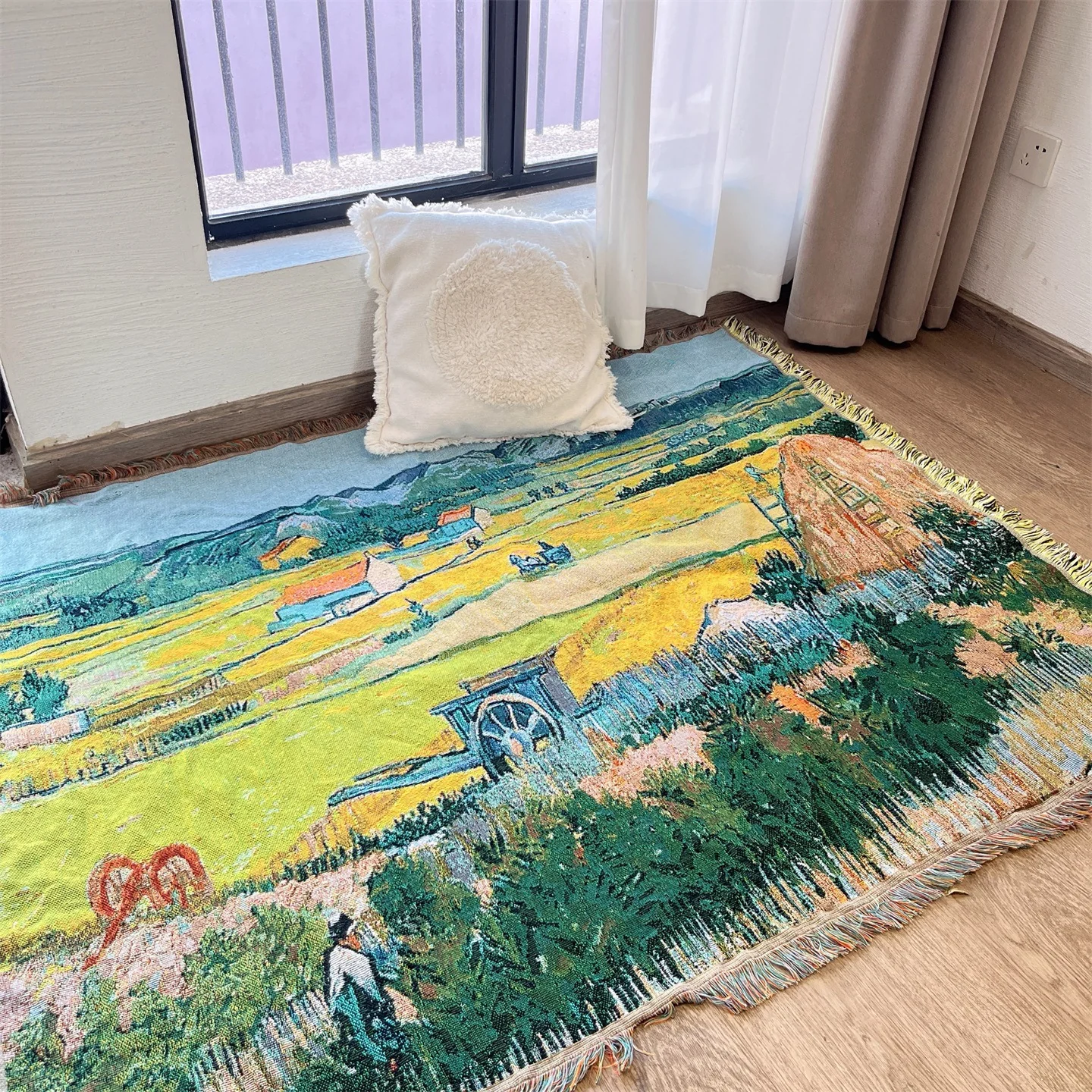 Pătură decorativă tip tapiserie Van Gogh din amestec de bumbac