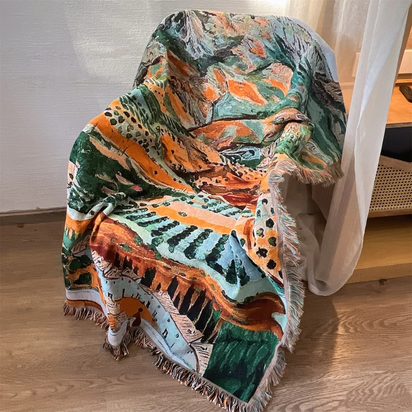 Pătură decorativă tip tapiserie Van Gogh din amestec de bumbac