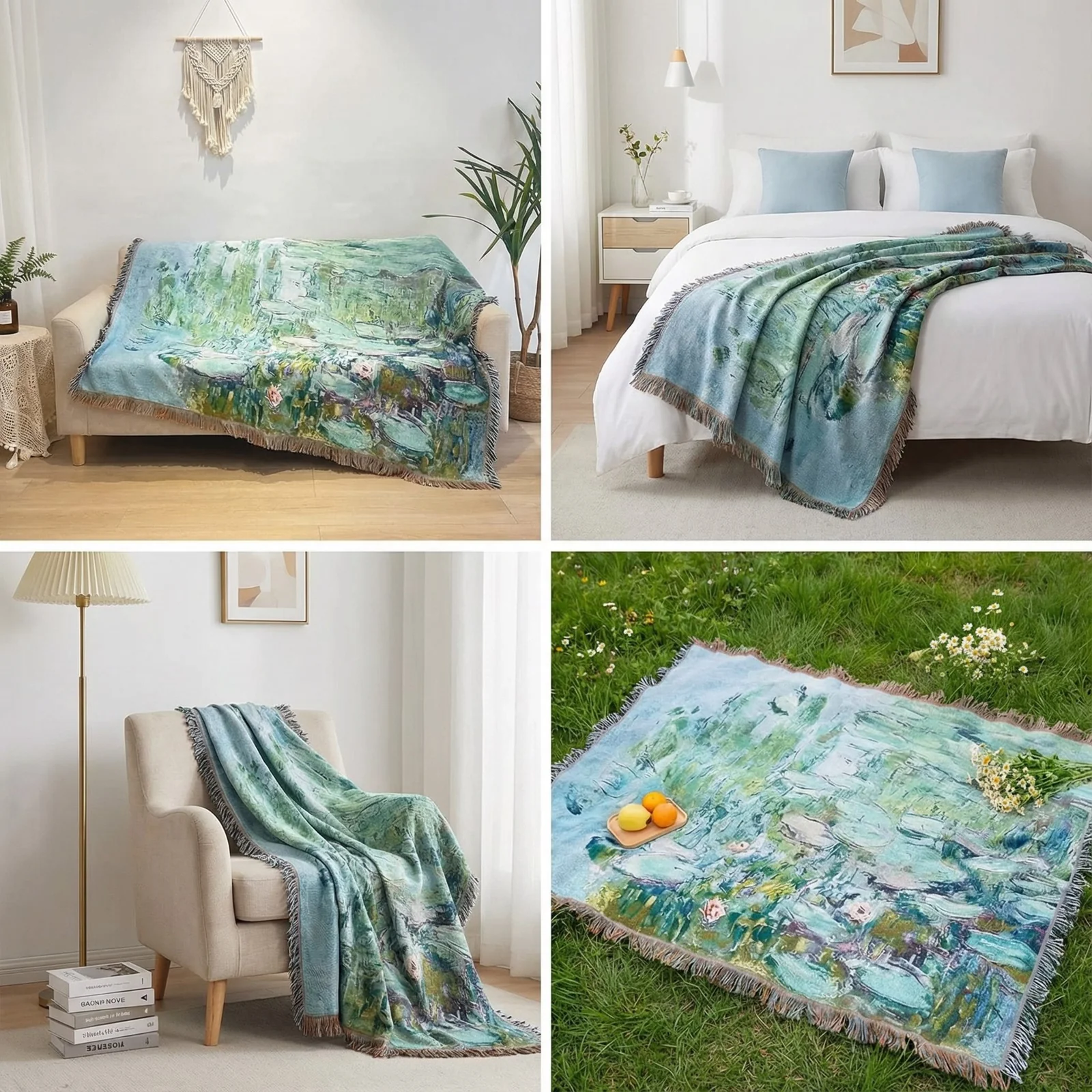 Manta tapiz estilo pintura al óleo para sofá y decoración de pared